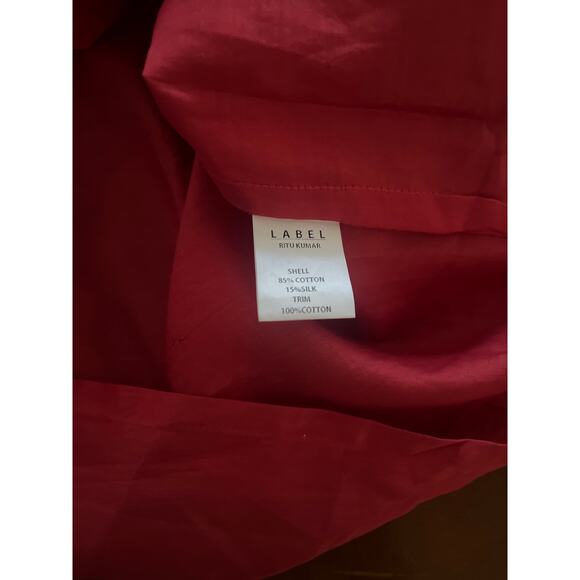 Label Ritu Kumar Red/Orange Cotton/Silk Blend Tunic Sz 3 (U.S. size 8) - Picture 4 of 6